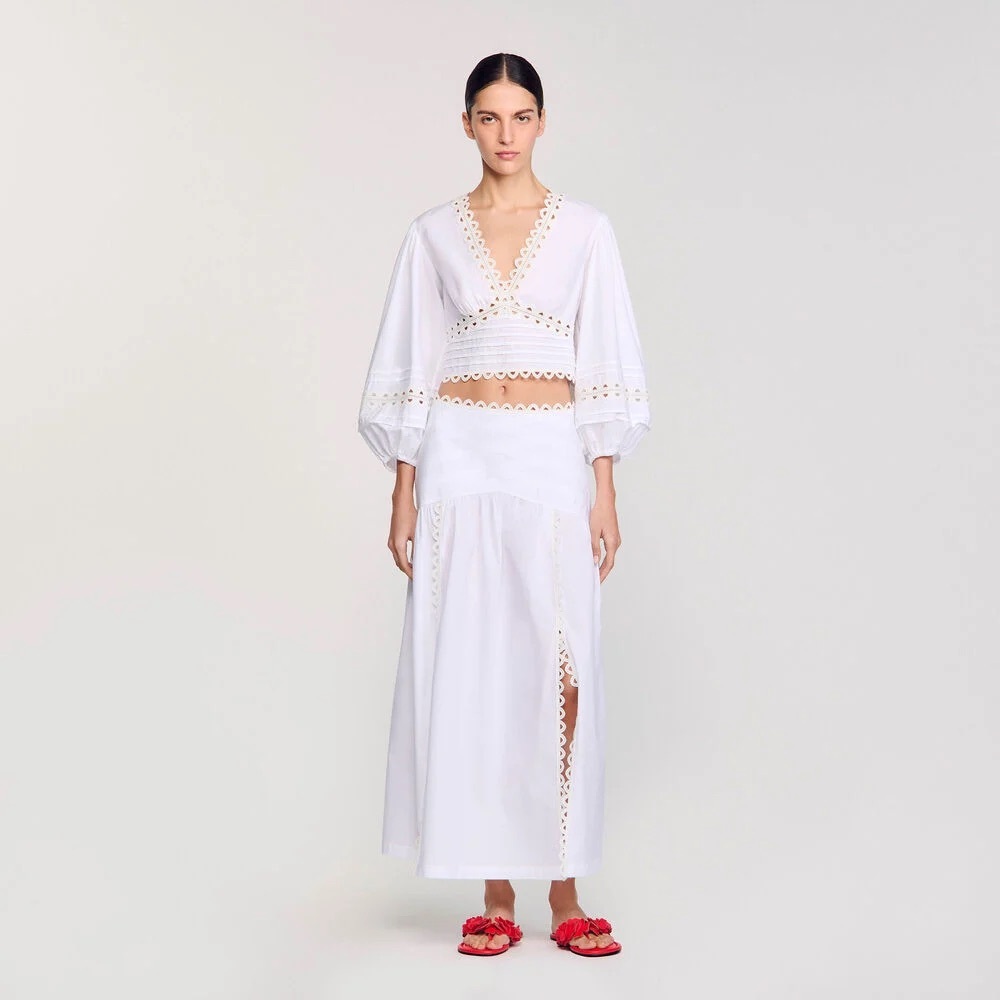 NWT Sandro Maxi Poplin Skirt